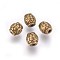 Tibetan Style Alloy Beads, Drum with Flower, Cadmium Free & Nickel Free & Lead Free, Antique Bronze, 6x6mm, Hole: 2mm