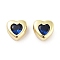 Brass Micro Pave Cubic Zirconia Beads, Cadmium Free & Nickel Free & Lead Free, Real 18K Gold Plated, Heart, Blue, 5.5x5.5x3.5mm, Hole: 1mm