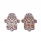 Undyed Wood Pendants, Hamsa Hand/Hand of Fatima /Hand of Miriam, BurlyWood, 48x40x2mm, Hole: 1.5mm