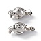 Rack Plating Brass Box Clasps, Round, Platinum, 15x7.5mm