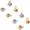 UNICRAFTALE about 20pcs 2 Colors Textured Rondelle Bail Beads 3mm Inner Dia Stainless Steel Hanger Links Bail Beads Hanger Connector Links for Pendant Chain Jewelry Making