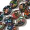 Dyed Natural Imperial Jasper with Resin Beads Strands, Oval, Colorful, 16x12x6mm, Hole: 1.2mm, about 11pcs/strand, 6.89 inch(17.5cm)