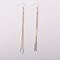 Brass Chain Tassel Earrings, with Brass Cord Ends and Brass Earring Hooks, Silver Color Plated, Silver Color Plated, 120mm, Pin: 0.7mm