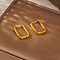 Elegant Stainless Steel Hoop Earrings, Golden, Rectangle