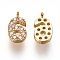 Brass Micro Pave Clear Cubic Zirconia Charms, Number, Golden, Num.6, 9.5~10x4~6.5x2mm, Hole: 0.8mm