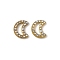 304 Stainless Steel Rhinestone Cabochons, Ion Plating(IP), Golden, Moon, 9x7.5x1.5mm