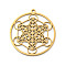 304 Stainless Steel Pendants, Laser Cut, Metatron Cube Charm, Real 18K Gold Plated, 43x40x1.5mm, Hole: 2.5mm