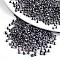 6/0 Glass Seed Beads, Transparent Inside Colours Luster, Round Hole, Round, Black, 6/0, 4~5x2.5~4.5mm, Hole: 1.2mm, about 4500pcs/bag
