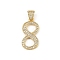 Brass Micro Pave Cubic Zirconia Pendants, Number 8 Charms, Cadmium Free & Lead Free, Rack Plating, Long-Lasting Plated, Real 18K Gold Plated, 25x12.5x2mm, Hole: 5x3mm