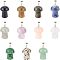 11Pcs 11 Colors Natural Gemstone Pendants, with Platinum Tone Brass Findings, Mushroom, Mixed Color, 29.5x14mm, Hole: 2.4mm, 1pc/color