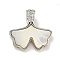 Brass Micro Pave Clear Cubic Zirconia Pendants, Cadmium Free & Nickel Free & Lead Free, with Shell, Leaf, Platinum, 15x16x6mm, Hole: 4x3mm