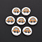 Handmade Polymer Clay Cabochons, Flat Round with Car, White, 9~10.5x2mm, about 5000pcs/1000g