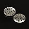 Aluminum Finger Ring/Brooch Sieve Findings, Perforated Disc Settings, Platinum, about 12mm in diameter, 2mm thick, hole: 1mm, 2880pcs/Bag