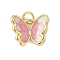 Brass Enamel Charms, Butterfly Charms, with Jump Ring, Lead Free & Cadmium Free, Long-Lasting Plated, Rack Plating, Real 18K Gold Plated, Pink, 12x15x3.5mm, Hole: 3.4mm