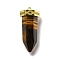 Natural Tiger Eye Pointed Pendants, Faceted Bullet Charms with Golden Plated 304 Stainless Steel Findings, 26~26.5x11.5x10mm, Hole: 1.4mm