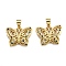 Brass Micro Pave Clear Cubic Zirconia Pendants, Long-Lasting Plated, Butterfly, Real 18K Gold Plated, 14.5x18.5x1.5mm, Hole: 2.5x3.5mm