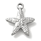Ocean Theme Anti-Tarnish 304 Stainless Steel Pendants, Stainless Steel Color, Starfish, 15.5x13.5x2.5mm, Hole: 1.6mm