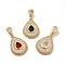 Brass Micro Pave Cubic Zirconia Pendants, Long-Lasting Plated, Cadmium Free & Lead Free, Real 18K Gold Plated, Teardrop, Mixed Color, 42mm, Hole: 8x4mm