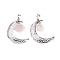 Natural Rose Quartz Nuggets Pendants, Moon Charms, with Platinum Plated Brass Findings, 38.5~40x27~28x2mm, Hole: 7x5mm