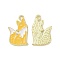 Christmas Theme Rack Plating Alloy Enamel Pendants, with Glitter Powder, Fox Charms, Light Gold, 23x14.5x1.5mm, Hole: 1.5mm