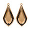 Faceted Glass Pendants, with Alloy Open Back Settings, Teardrop, Cadmium Free & Lead Free, Light Gold, BurlyWood, 45.5x22x5.5mm, Hole: 3mm