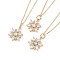 Brass Micro Pave Cubic Zirconia Pendant Necklaces, with Synthetic Opal, Cable Chain and Lobster Claw Clasps, Flower, Golden, 16.8 inch(42.8cm), 1.2mm