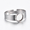 Tarnish Resistant Adjustable 304 Stainless Steel Finger Rings Components, Pad Ring Base Findings, Flat Round, Stainless Steel Color, Size 7, 17~18mm, Tray: 6mm