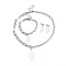 Non-Tarnish 304 Stainless Steel Paperclip Chains & Cable Chain Jewelry Sets, Dangle Earrings & Pendant Necklaces & Charm Bracelets, Leaf, Stainless Steel Color, 17-5/8 inch(44.8cm), 8 inch(20.3cm), 36mm, Pin: 0.6mm