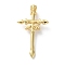 Brass Pendants, Cross Charms, Rack Plating, Long-Lasting Plated, Lead Free & Cadmium Free, Real 18K Gold Plated, 42x24x6mm, Hole: 3x2mm