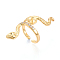 Snake Brass Micro Pave Cubic Zirconia Cup Peg Ring Settings, Adjustable Ring Settings for Half Drilled Beads, Cadmium Free & Nickel Free & Lead Free, Real 18K Gold Plated, 44mm, Adjustable, Pin: 0.9~1mm