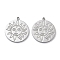 Anti-Tarnish 304 Stainless Steel Pendants, Flat Round with Sun Charm, Stainless Steel Color, 22.5x20x1mm, Hole: 1.5mm