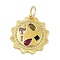 Brass Micro Pave Cubic Zirconia Pendants, Cadmium Free & Nickel Free & Lead Free, with Glass, Sun, Real 18K Gold Plated, 22.5x21x3mm, Hole: 5mm