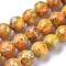 Assembled Synthetic Turquoise and Imperial Jasper Beads Strands, Dyed, Round, Orange, 8mm, Hole: 0.8mm, about 52 pcs/Strand, 16.14 inch(41 cm) 