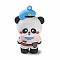 PVC Plastic Pendants, Panda, Pink, 56x34x27mm, Hole: 3.5mm