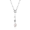 Lariat Necklaces, with Rectangle Natural Baroque Pearl Keshi Pearl and Brass Spring Ring Clasps, Flat Round with Tree, Stainless Steel Color, 18 inch(45.8cm)