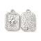 Rack Plating Alloy Pendants, Cadmium Free & Lead Free, Rectangle Charms with Club Sign, Platinum, 17.5x11x3mm, Hole: 1.5mm