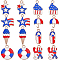 64Pcs 8 Style Independence Day Alloy Enamel Pendants, Light Gold, Mixed Shapes, Mixed Color, 15.5~22.5x8~15.5x1.5mm, Hole: 2mm, 8pcs/style