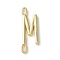 Rack Plating Brass Connector Charms, for Personalized Name Necklace Making, Cadmium Free & Lead Free, Long-Lasting Plated, Real 18K Gold Plated, Letter M, 22.5x8x1.5mm, Hole: 3x0.8mm