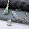 Wire Wrapped Nuggets Natural Fluorite Pendant Necklace & Cuff Bangle & Rings Sets, Alloy Jewelry Sets, Golden, 18.90~49.69 inch(480mm)