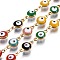 304 Stainless Steel Link Chains, with Enamel, Soldered, Flat Round with Evil Eye, Golden, Mixed Color, 11x6x3mm