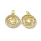 Real 18K Gold Plated Brass Micro Pave Clear Cubic Zirconia Pendants, Cadmium Free & Nickel Free & Lead Free, with Jump Ring, Ring with Constellation Charms, Leo, 18.5x16x3mm, Hole: 3.4mm