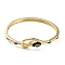 Cubic Zirconia Snake Hinged Bangle with Enamel, Brass Jewelry for Women, Real 18K Gold Plated, Inner Diameter: 2x2-1/4 inch(5.1x5.8cm)