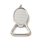 Alloy Pendant Cabochons Settings, Bottle Opener, Oval, Platinum, Tray: 35x26mm, 66x37x4mm, Hole: 3.5mm