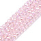 Electroplate Glass Beads Strands, AB Color Plated, Faceted, Rondelle, Pink, 4x3mm, Hole: 0.4mm, about 110~115pcs/strand, 39~40cm