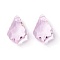 Faceted Glass Pendants, Leaf, Pearl Pink, 16x11x6mm, Hole: 1.5mm