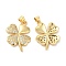 Brass Micro Pave Cubic Zirconia Pendants, Lead Free & Cadmium Free, Clover Charms, Real 18K Gold Plated, 24x18.5x3mm, Hole: 5x3.5mm