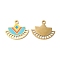 Ion Plating(IP) 316L Surgical Stainless Steel Pendants, Nickel Free, with Enamel, Fan Charm, Real 18K Gold Plated, 21x24.7x1.5mm, Hole: 2mm