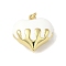 Rack Plating Brass Enamel Pendants, with Jump Ring, Long-Lasting Plated, Lead Free & Cadmium Free, Real 18K Gold Plated, Heart Charm, White, 20.5x20.5x10.5mm, Hole: 3mm
