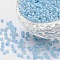 Glass Seed Beads, Ceylon, Round, Pale Turquoise, 3mm, Hole: 1mm, about 2222pcs/100g