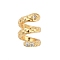 Brass Micro Pave Cubic Zirconia Beads, Cadmium Free & Nickel Free & Lead Free, Snake, Real 18K Gold Plated, 8.5x6mm, Hole: 3mm